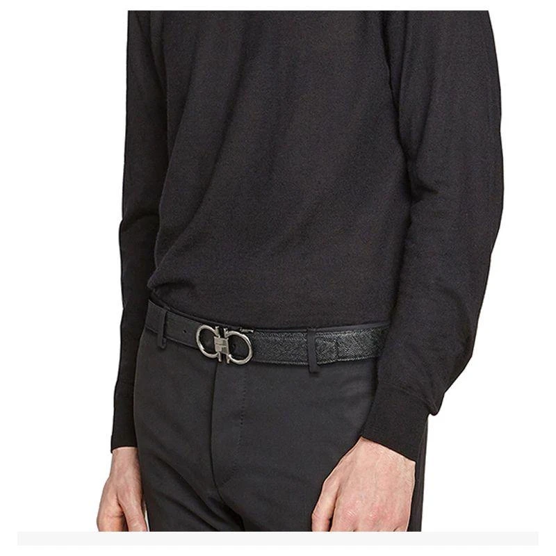 商品Salvatore Ferragamo|SALVATORE FERRAGAMO 菲拉格慕 男士黑色牛皮板扣式双面皮带腰带 67-9938-698949,价格¥4657,第11张图片详细描述
