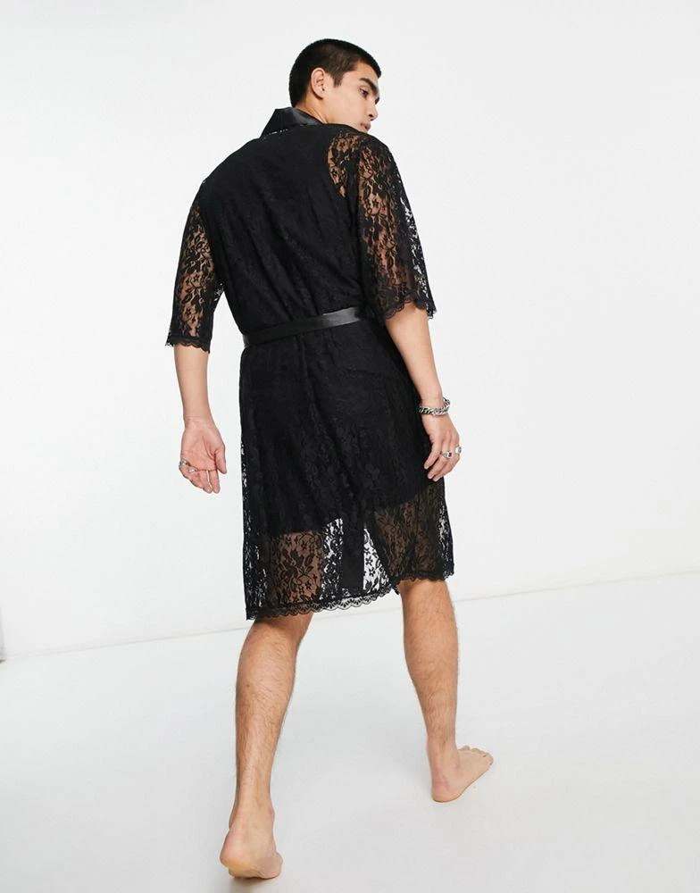 商品ASOS|ASOS DESIGN co-ord robe in black lace,价格¥127,第2张图片详细描述