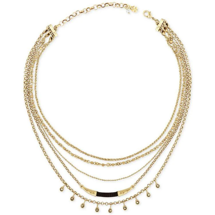 商品Lucky Brand|Gold-Tone & Black Leather Multi-Layer Choker Necklace, a Macy's Exclusive Style,价格¥379,第1张图片