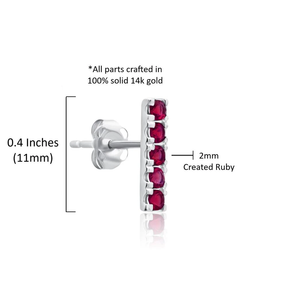 商品MAXCOLOR|14k White Gold Small 2mm Gemstone Bar Stud Earrings with Push Backs,价格¥787,第2张图片详细描述