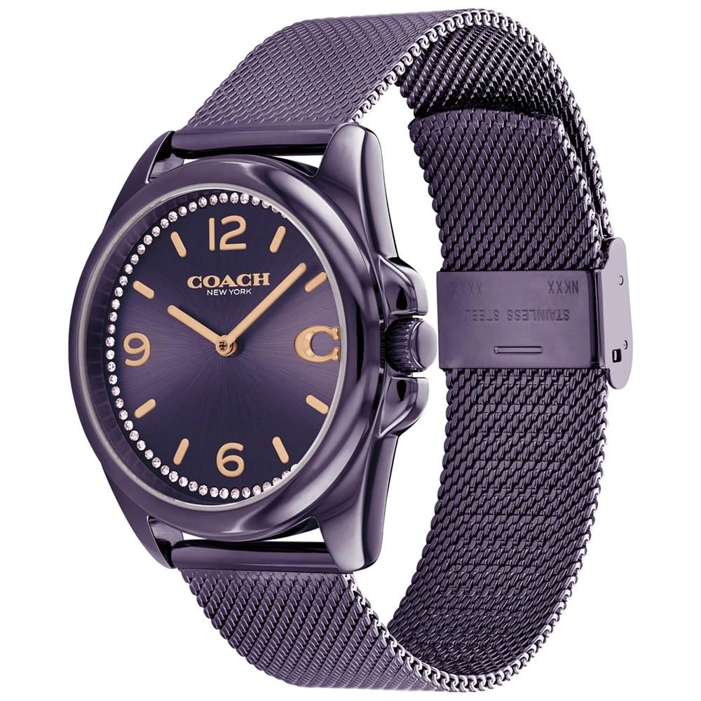 商品Coach|Women's Greyson Quartz Violet-Tone Stainless Steel Mesh Bracelet Watch 36mm,价格¥1330,第3张图片详细描述