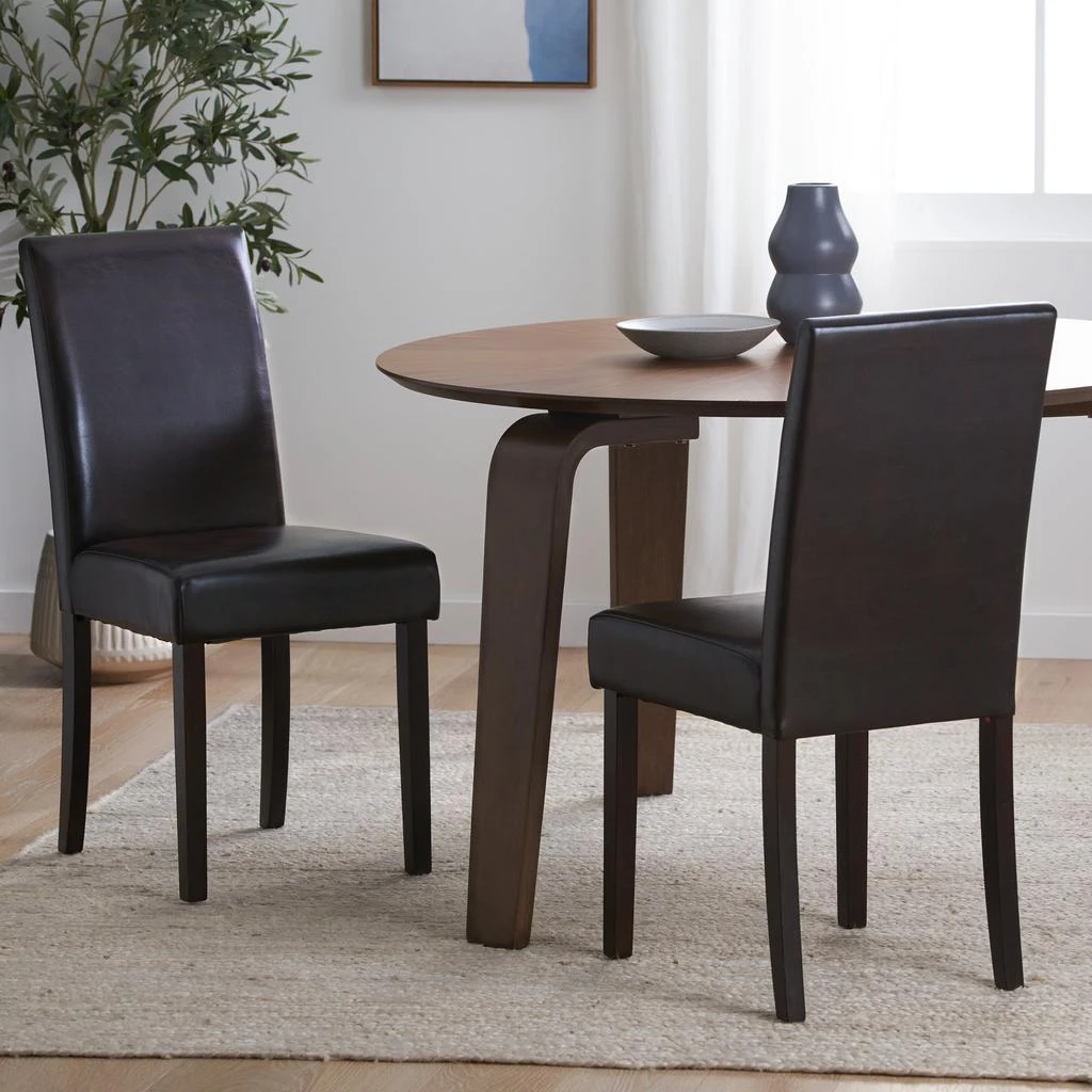 商品Streamdale Furniture|Streamdale Sleek Bonded Leather Dining Chairs with Dark Stained Legs (Set of 2),价格¥1481,第4张图片详细描述