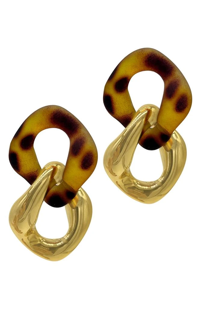 商品ADORNIA|14K Gold Plate Tortoiseshell Resin Link Drop Earrings,价格¥132,第1张图片