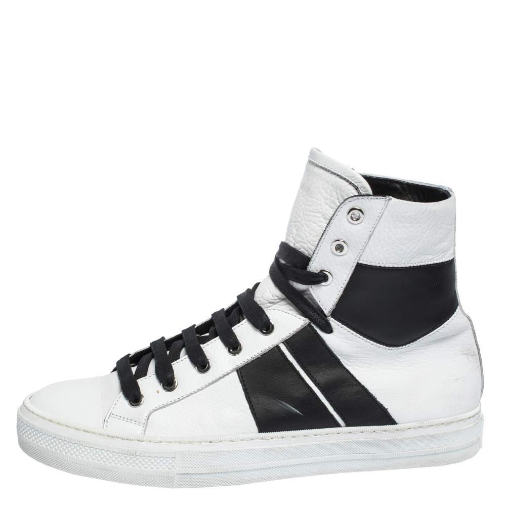 Amiri Black/White Leather Sunset Lace High Top Sneakers Size 42商品第2张图片规格展示