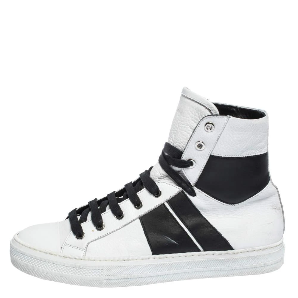 商品[二手商品] AMIRI|Amiri Black/White Leather Sunset Lace High Top Sneakers Size 42,价格¥1432,第2张图片详细描述