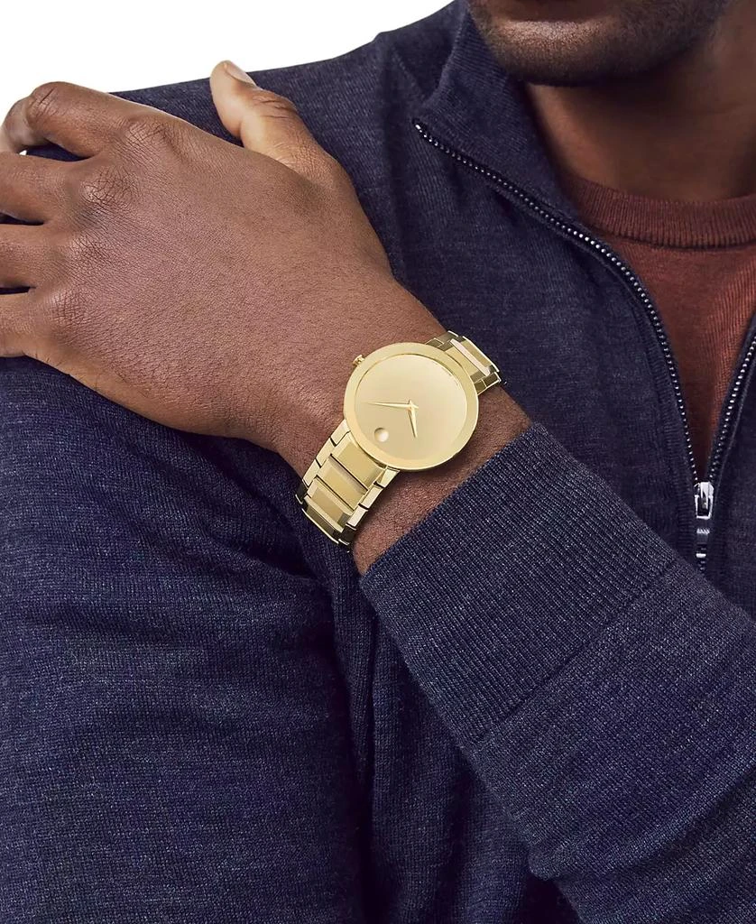 商品Movado|Men's Swiss Sapphire Gold-Tone PVD Stainless Steel Bracelet Watch 39mm,价格¥16270,第3张图片详细描述