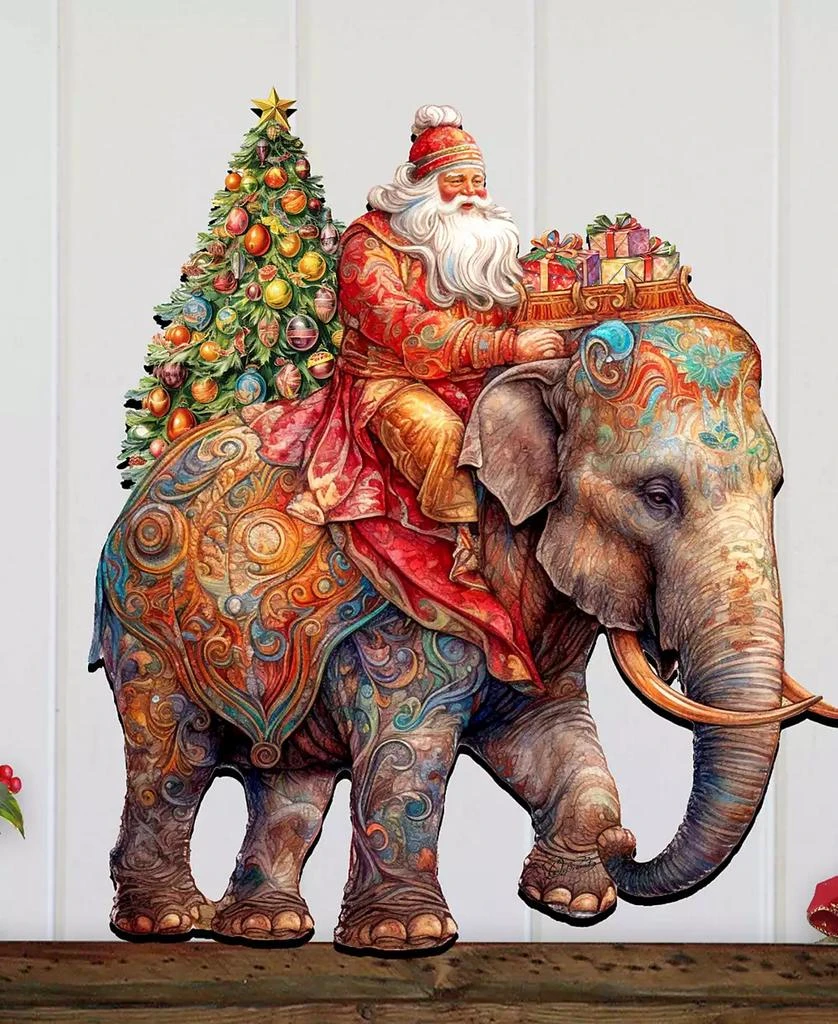 商品Designocracy|Santa on Elephant Christmas Wooden Door Decor Wall Decor G. DeBrekht,价格¥1099,第4张图片详细描述