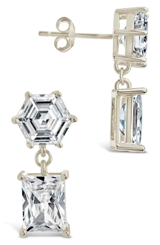 商品Sterling Forever|Emerald & Hexagon Cut CZ Drop Earrings,价格¥99,第1张图片