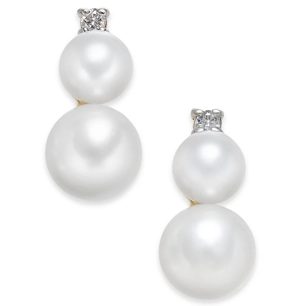 商品Macy's|Cultured Freshwater Pearl (5mm & 7mm) & Diamond Accent Stud Earrings in 14k Gold,价格¥1275,第1张图片