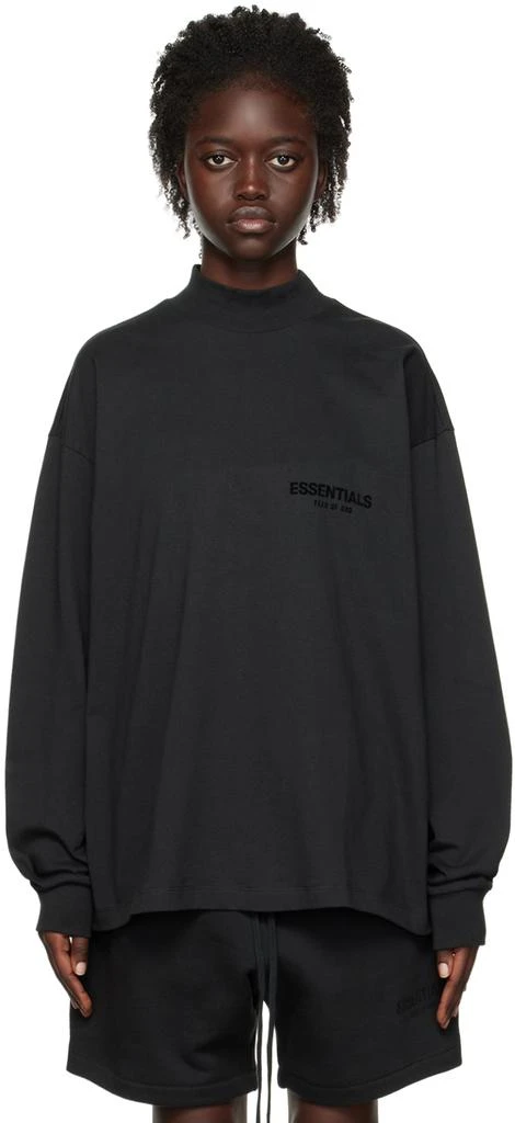 商品Essentials|Black Flocked Long Sleeve T-Shirt,价格¥441,第1张图片