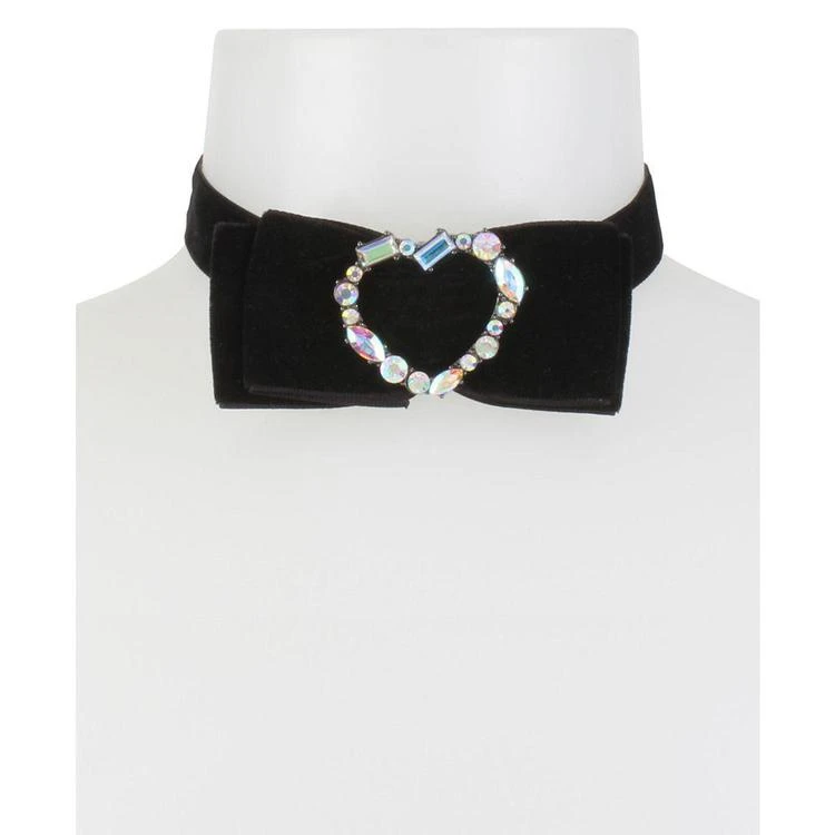 商品Betsey Johnson|Hematite-Tone Crystal Black Velvet Bow Choker Necklace,价格¥82,第2张图片详细描述