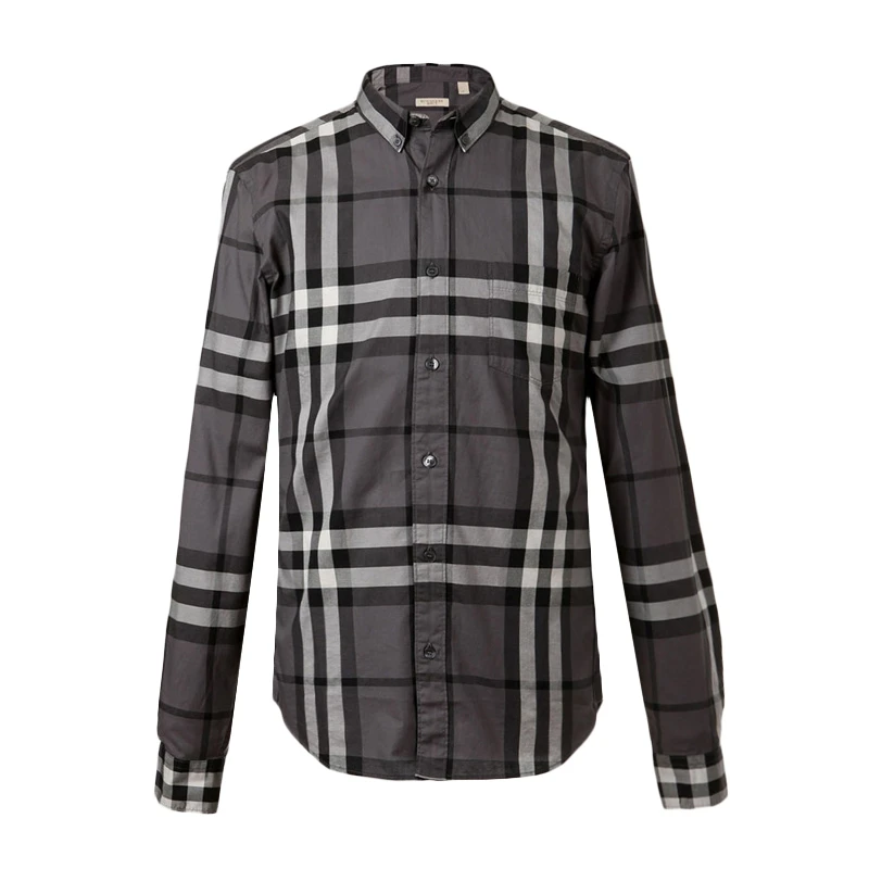 商品Burberry|Burberry 博柏利 男装炭灰色长袖棉质衬衫3819289,价格¥1294,第1张图片