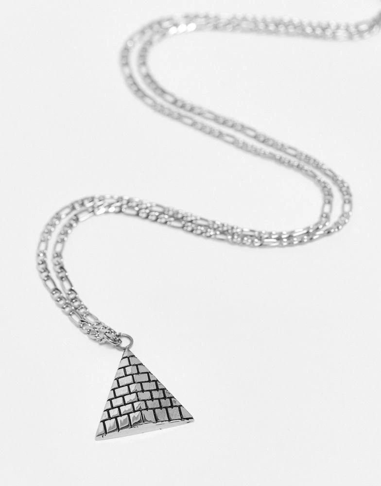 商品ASOS|ASOS DESIGN waterproof stainless steel necklace with pyramid pendant in silver tone,价格¥157,第4张图片详细描述
