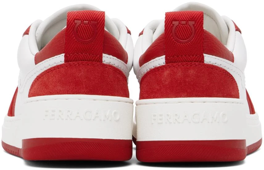 商品Salvatore Ferragamo|White & Red Suede Patch Skate Sneakers,价格¥3886,第2张图片详细描述