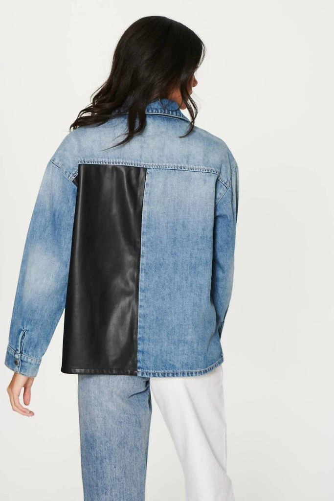 商品Blue Revival|Unreal Leather & Denim Boyfriend Shacket in Blue/Black,价格¥714,第1张图片