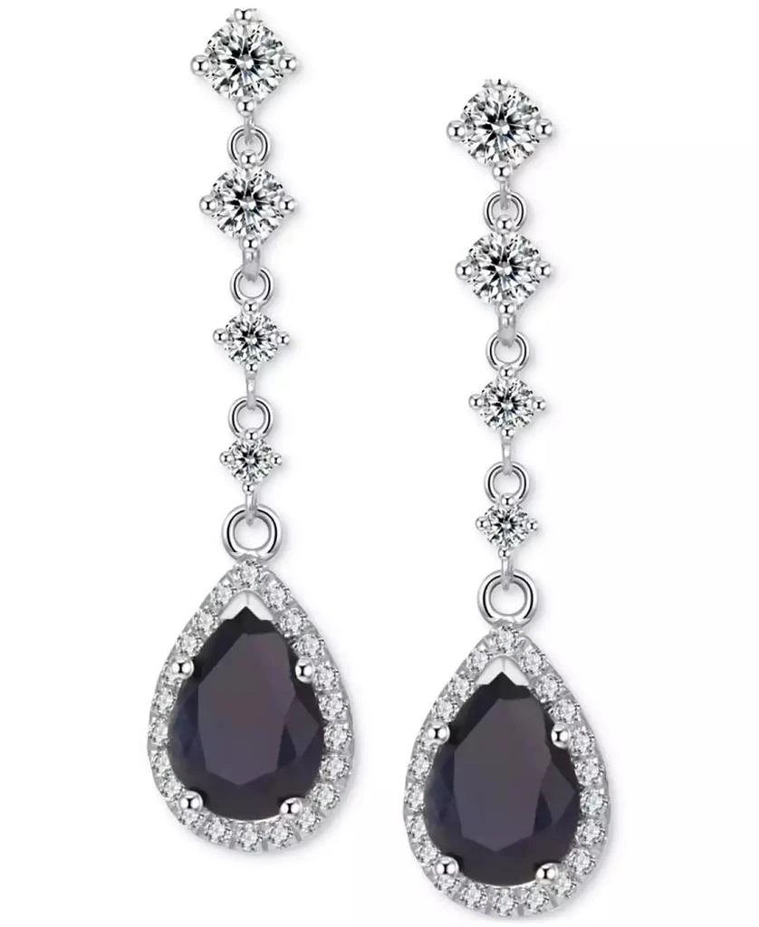 商品Macy's|Sapphire (3 ct. t.w.) & White Topaz (3/4 ct. t.w.) Halo Drop Earrings in Gold-Plated Sterling Silver (Also in Tanzanite & Aquamarine),价格¥5014,第1张图片