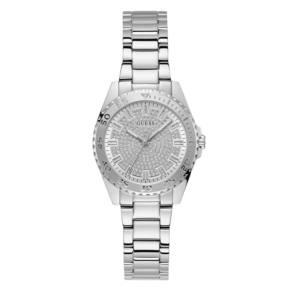 商品GUESS|Women's Quartz Silver-Tone Stainless Steel Bracelet Watch 33mm,价格¥561,第1张图片