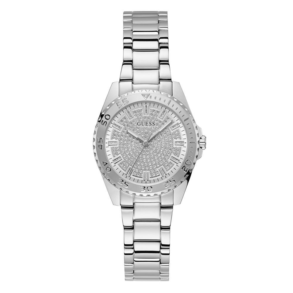 商品GUESS|Women's Quartz Silver-Tone Stainless Steel Bracelet Watch 33mm,价格¥892,第1张图片
