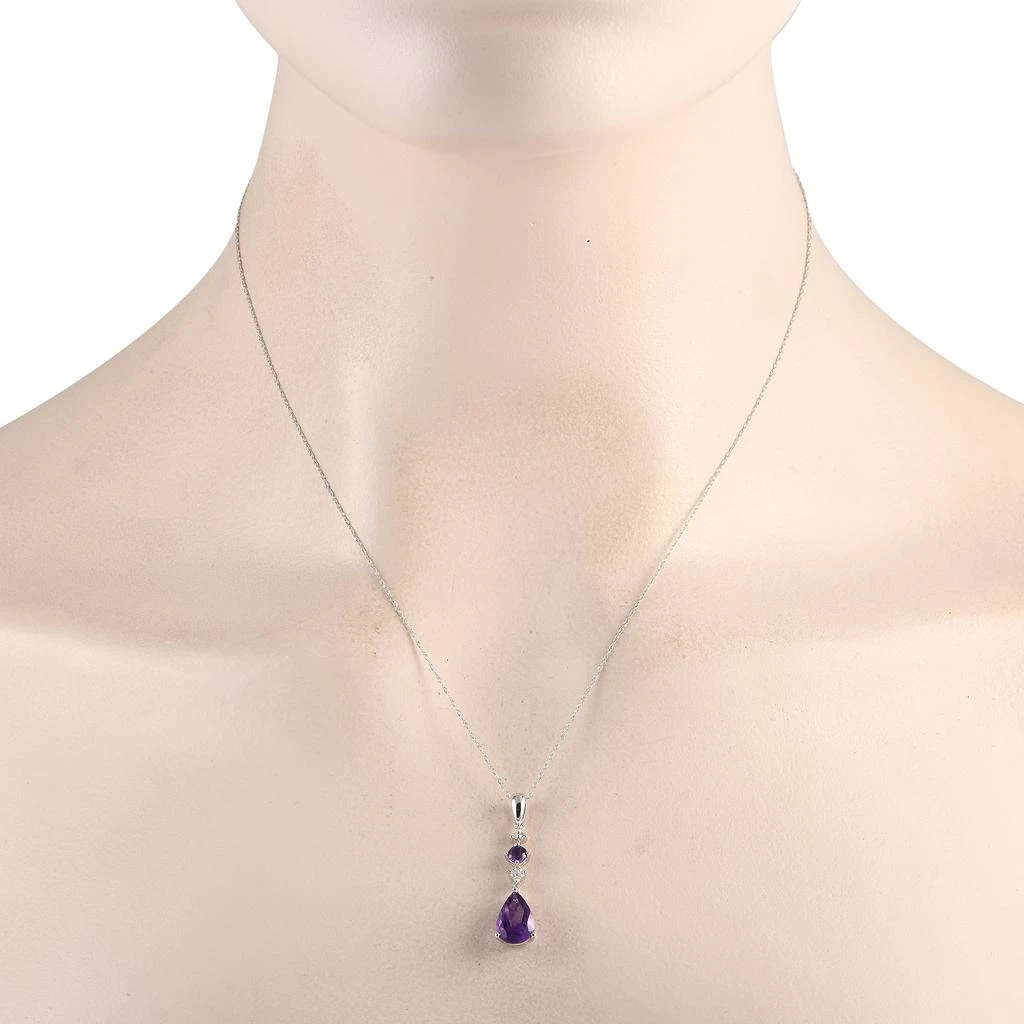 商品LB Exclusive|14K White Gold 0.05ct Diamond and Amethyst Pendant Necklace PD4-16247WAM,价格¥2459,第2张图片详细描述