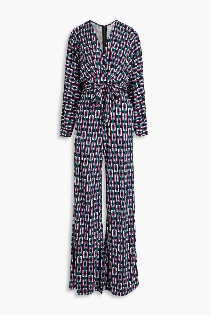 商品Diane von Furstenberg|Fanny printed Lyocell and wool-blend jersey wide-leg jumpsuit,价格¥1217,第1张图片