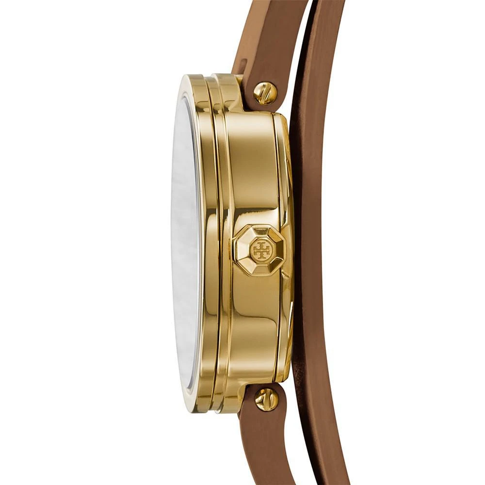 商品Tory Burch|Reva 浅棕色双层真皮缠绕腕表 28mm,价格¥1325,第2张图片详细描述