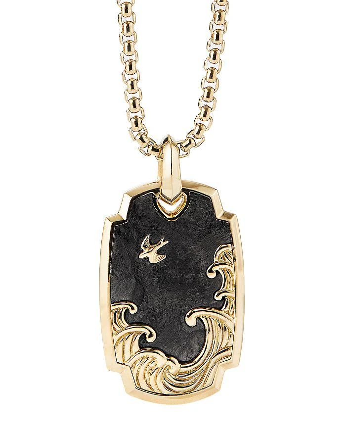 商品David Yurman|18K Yellow Gold Waves Pendant with Forged Carbon,价格¥20895,第1张图片