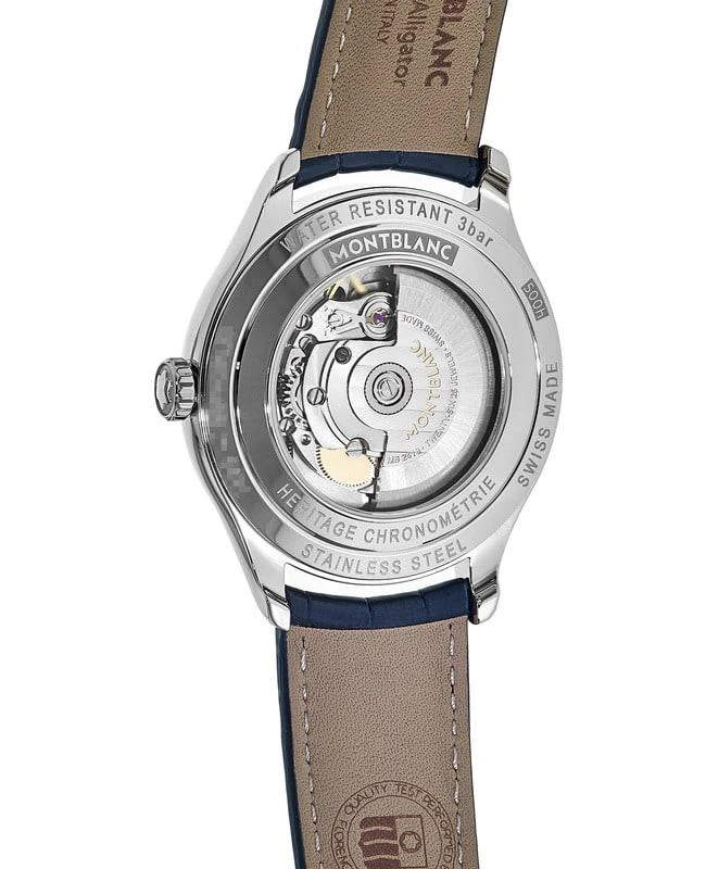 商品MontBlanc|Montblanc Heritage Automatic Blue Dial Leather Strap Men&apos;s Watch 118225,价格¥12812,第3张图片详细描述