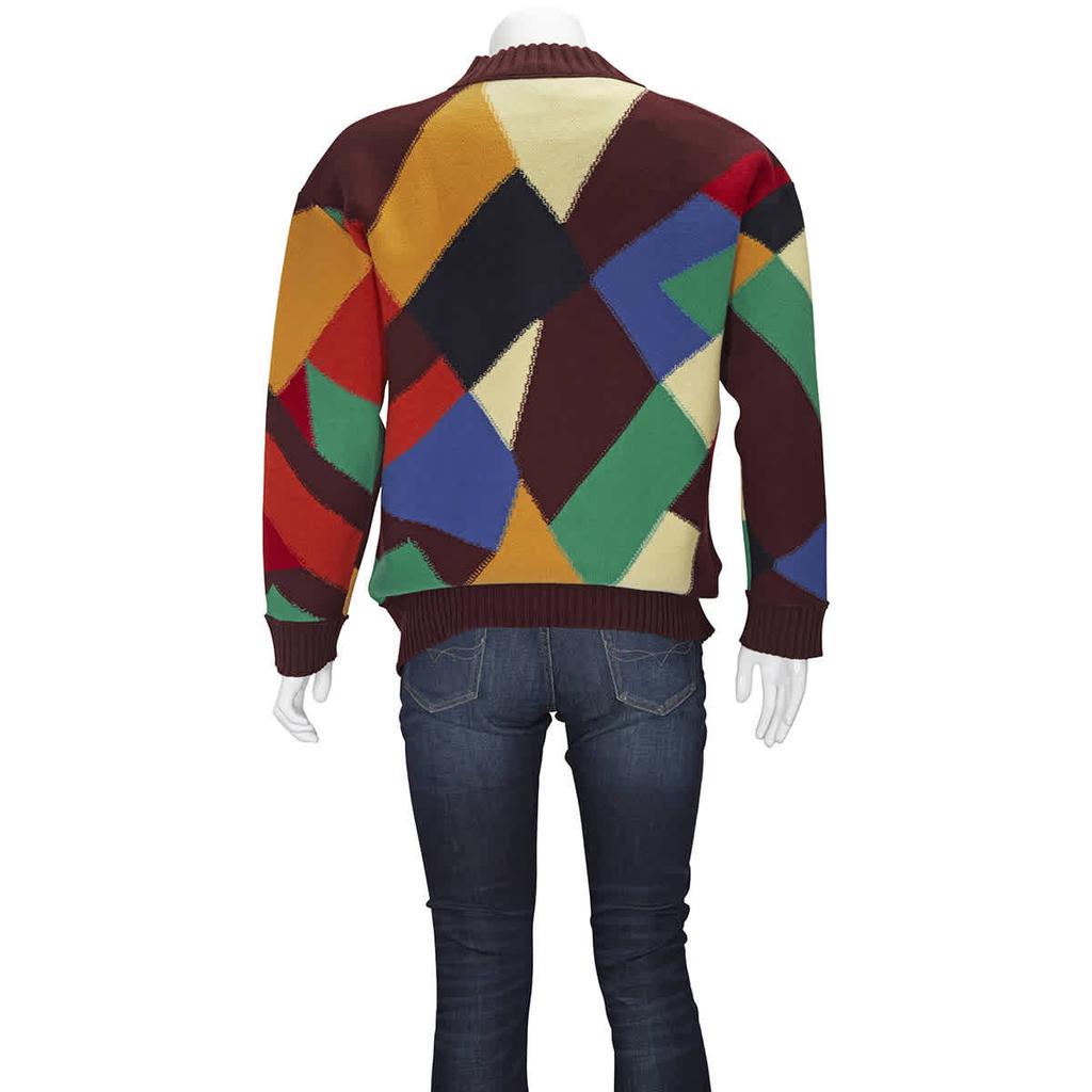Burberry Mens Patchwork Wool Sweater, Size Large商品第3张图片规格展示