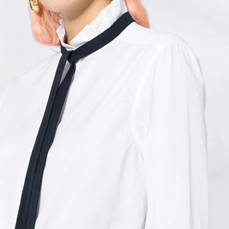 CHLOE 女士白色真丝边饰荷叶边纯棉府绸衬衫 C21SHT11-044-101 商品