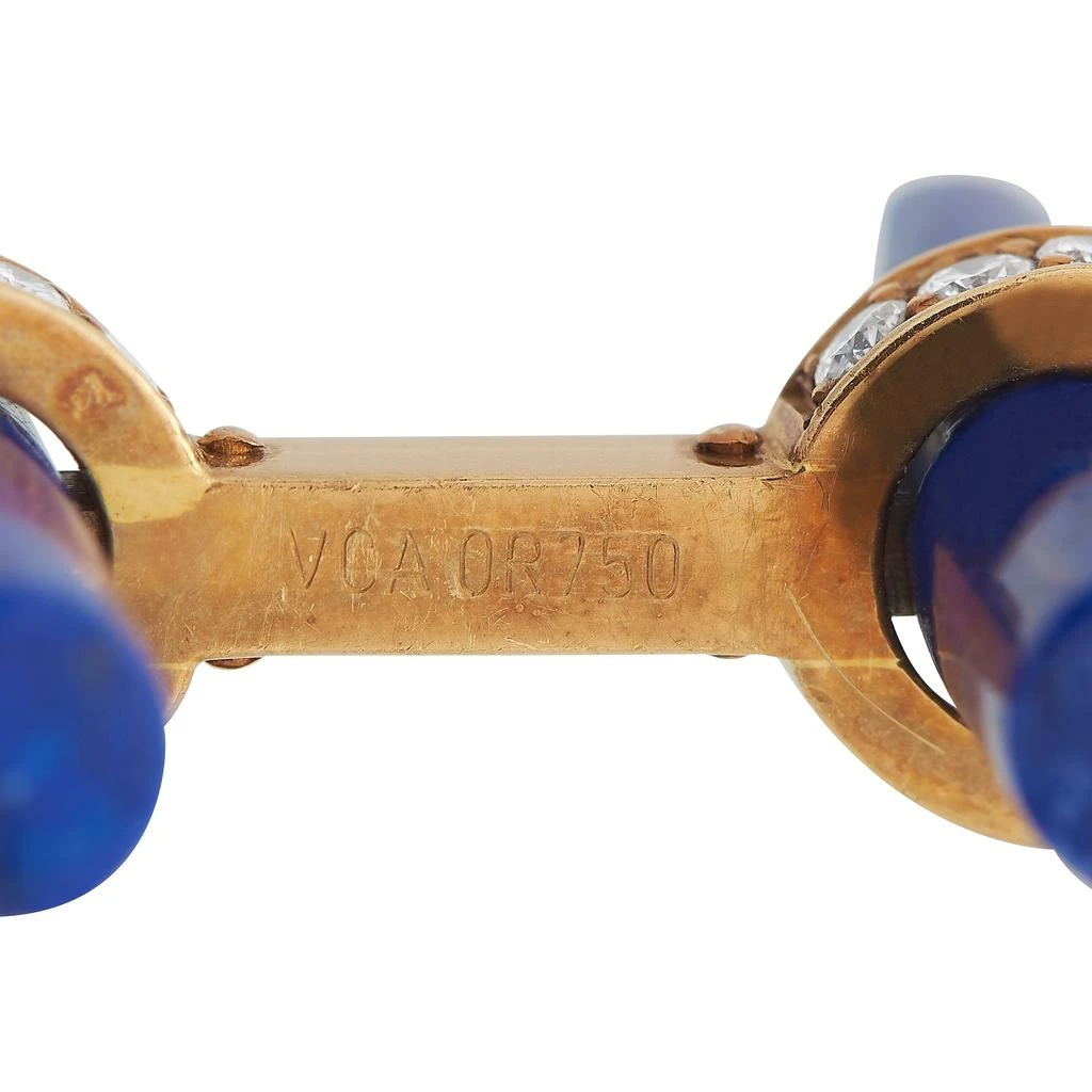 商品[二手商品] Van Cleef & Arpels|Van Cleef & Arpels 18K Yellow Gold Diamond and Lapis Cufflinks,价格¥31903,第3张图片详细描述