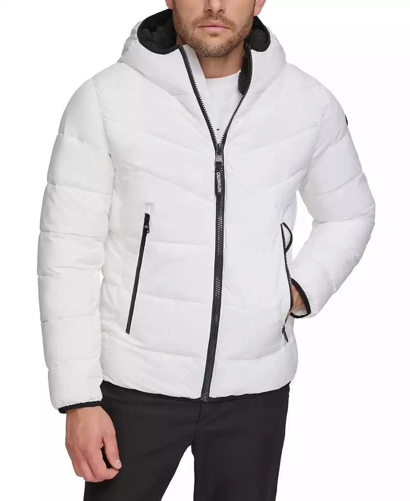 商品Calvin Klein|Men's Chevron Stretch Jacket With Sherpa Lined Hood,价格¥601,第1张图片