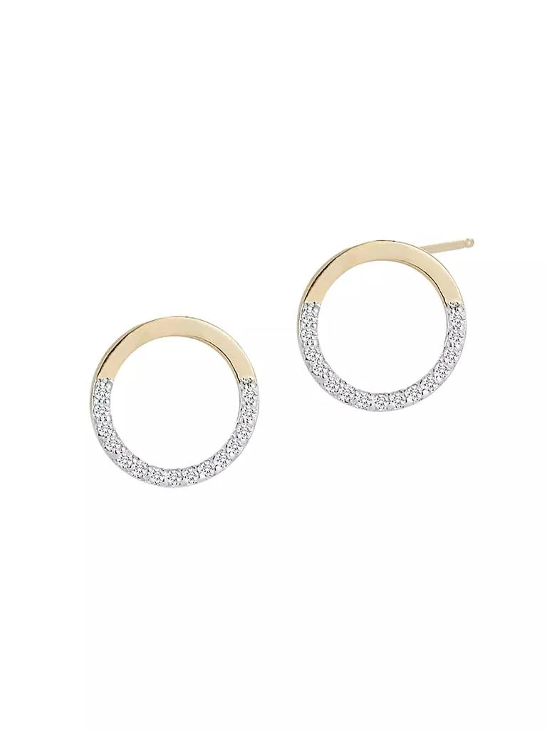 商品MATEO|14K Yellow Gold & Diamond Small Half Moon Hoop Earrings,价格¥2371,第1张图片