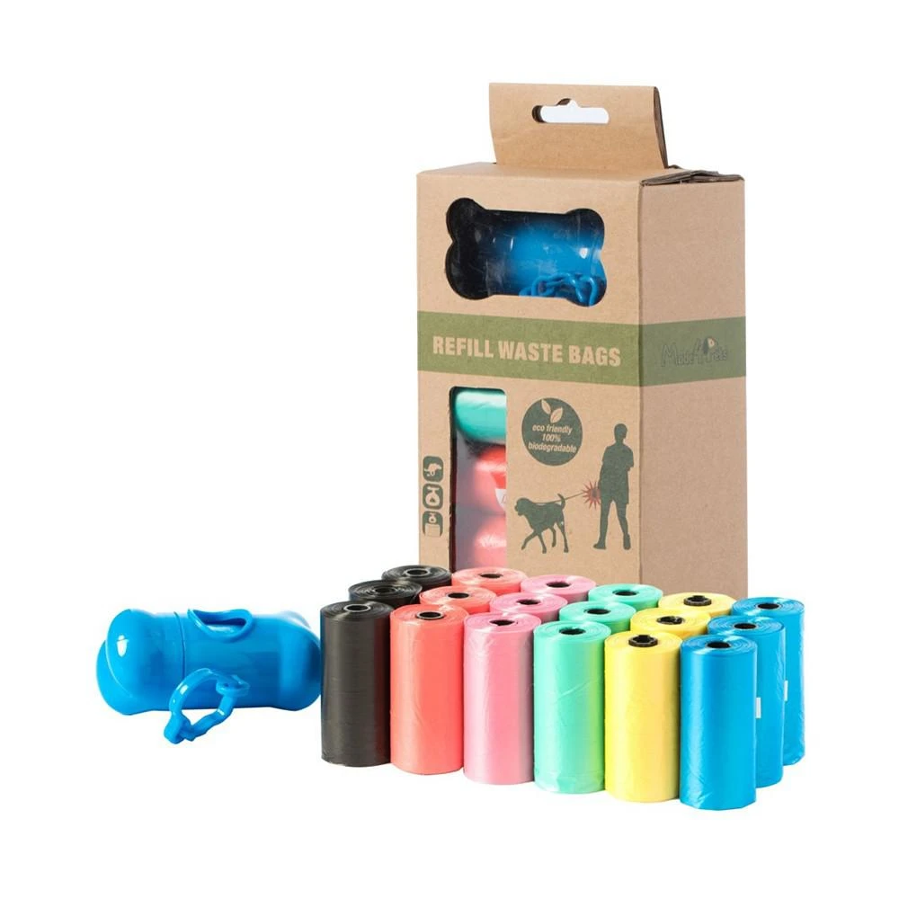 商品PawsMark|Colourful Unscented Pet Waste Bags with Dispenser and Leash Clip with 19 Refill Rolls and 380 Bag Count,价格¥187,第1张图片