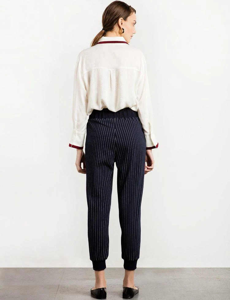 Navy Pinstripe Ring Zipper Sweatpants 商品
