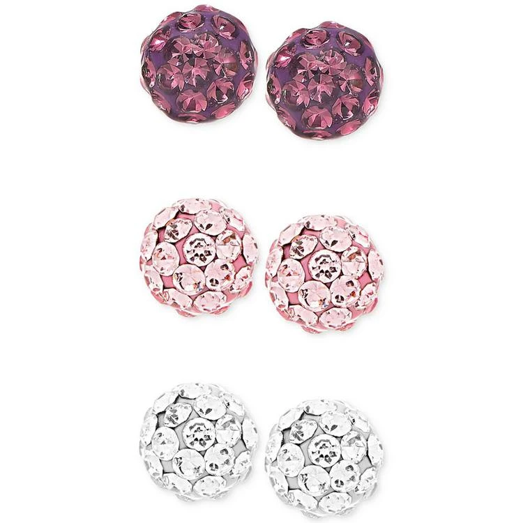 商品Macy's|Children's 3-Pc. Set Crystal Fireball Stud Earrings in Sterling Silver,价格¥113,第1张图片