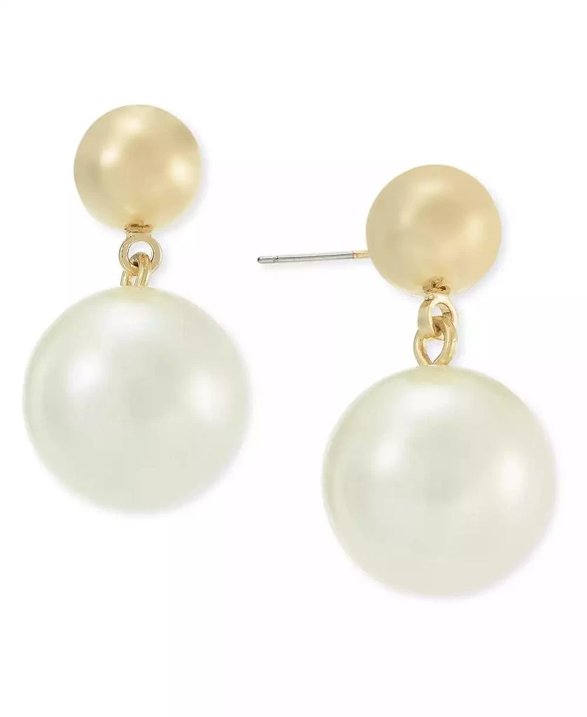 商品Charter Club|Gold-Tone Imitation Pearl Open Drop Earrings, Created for Macy's,价格¥133,第1张图片