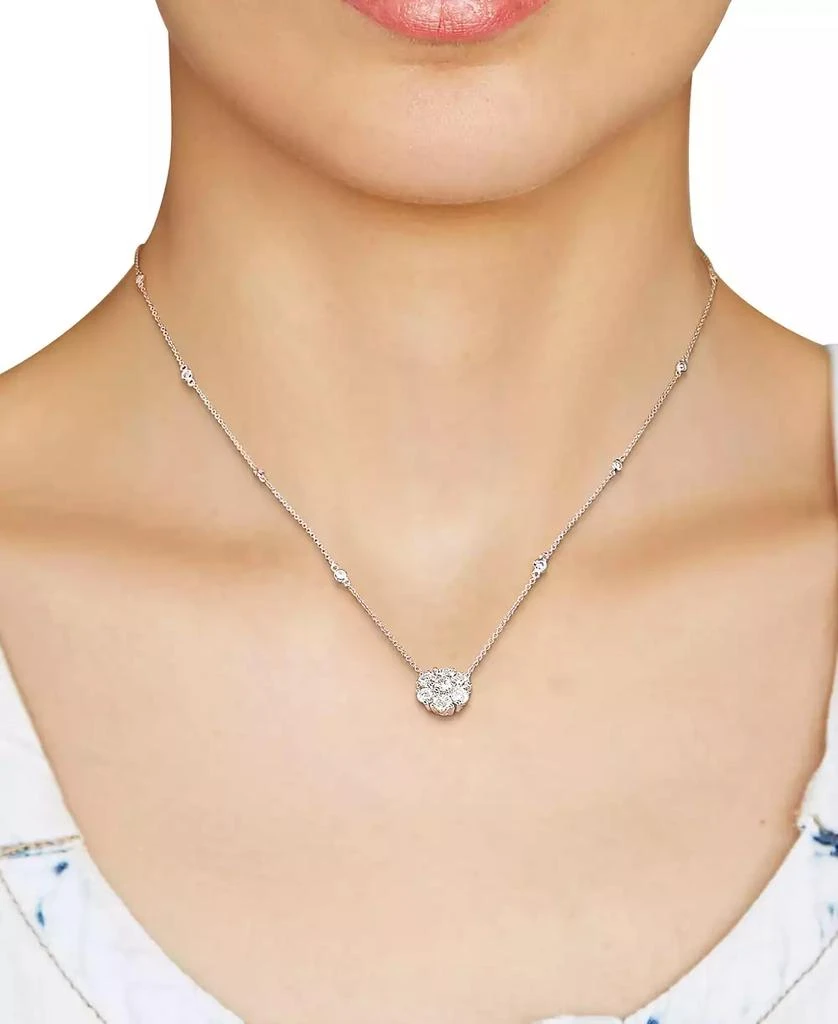 商品Macy's|Lab-Grown Moissanite Cluster 18" Pendant Necklace (1-1/3 ct. t.w.) in 10k White Gold,价格¥4974,第5张图片详细描述