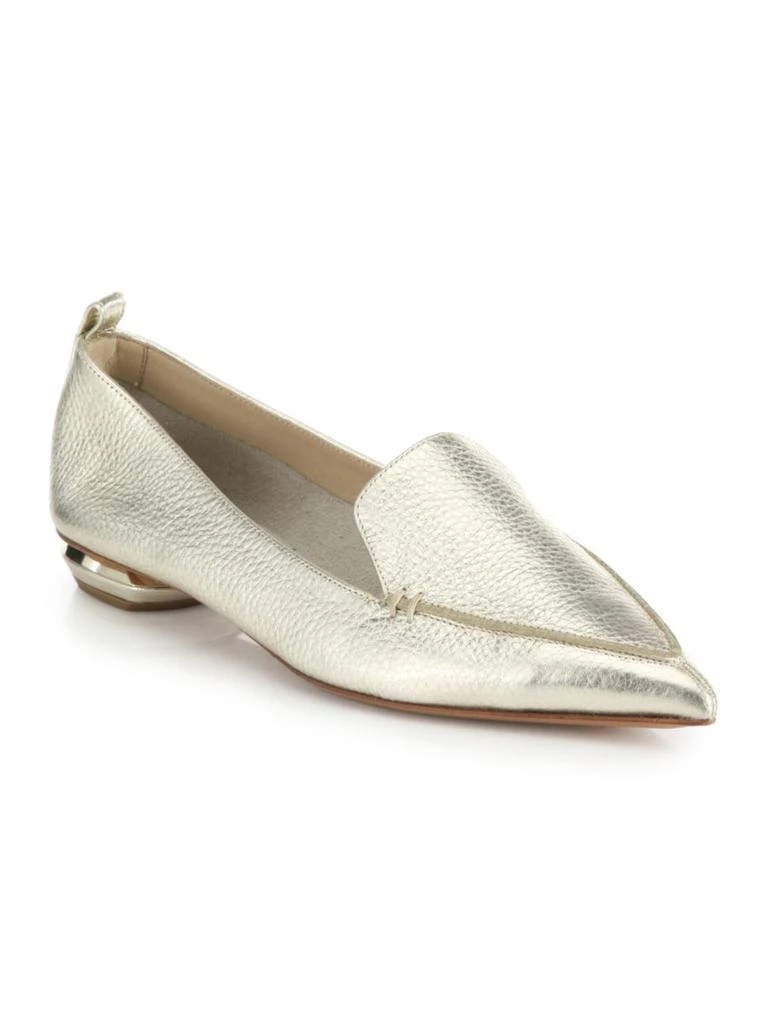 商品Nicholas Kirkwood|Nicholas Kirkwood - Bottal Metallic Leather Point Toe Loafers,价格¥2596,第1张图片