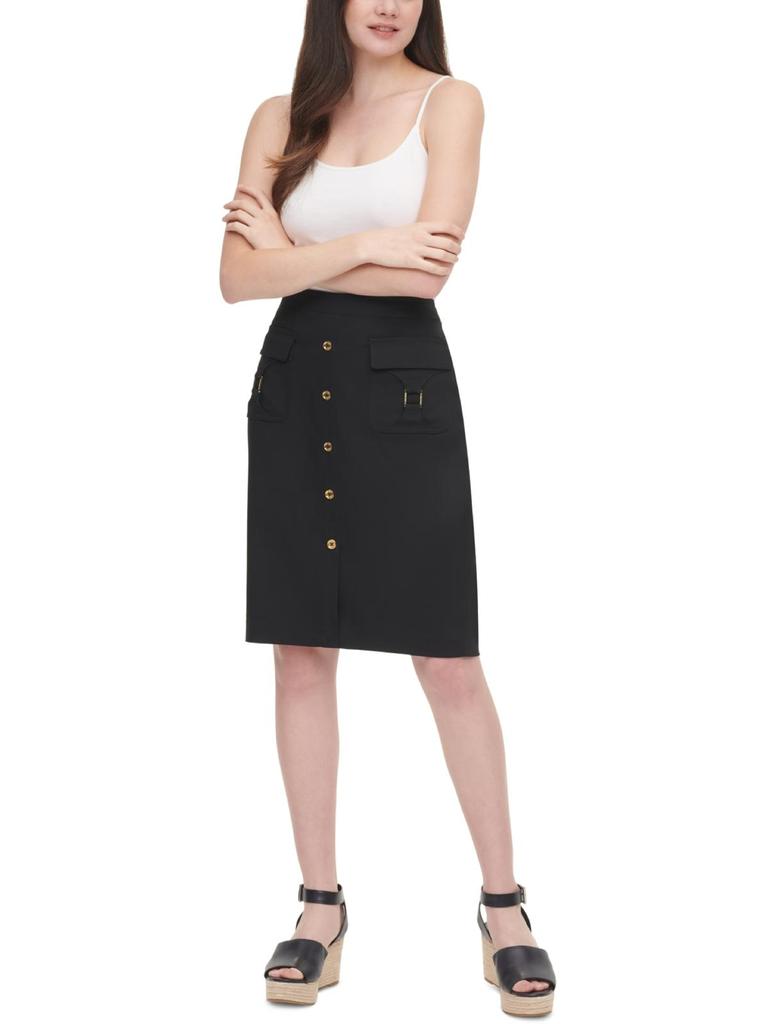 Womens Button Detail Knee Pencil Skirt商品第1张图片规格展示