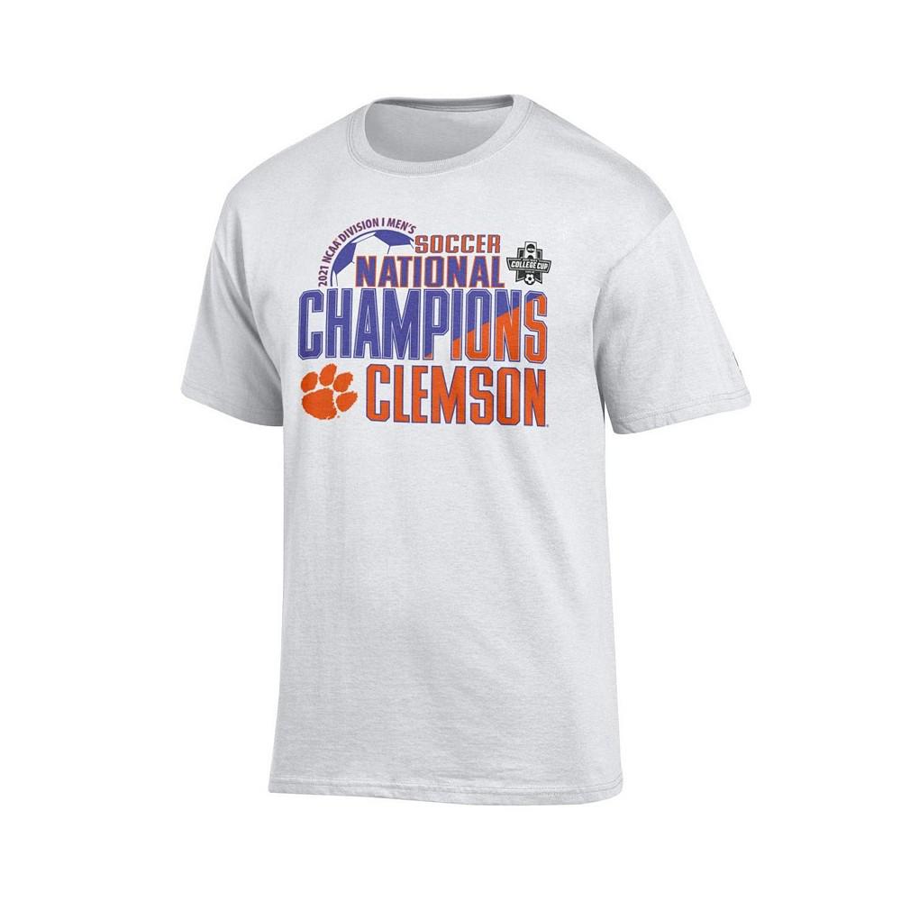 Men's White Clemson Tigers 2021 NCAA Men's Soccer National Champions T-shirt商品第3张图片规格展示