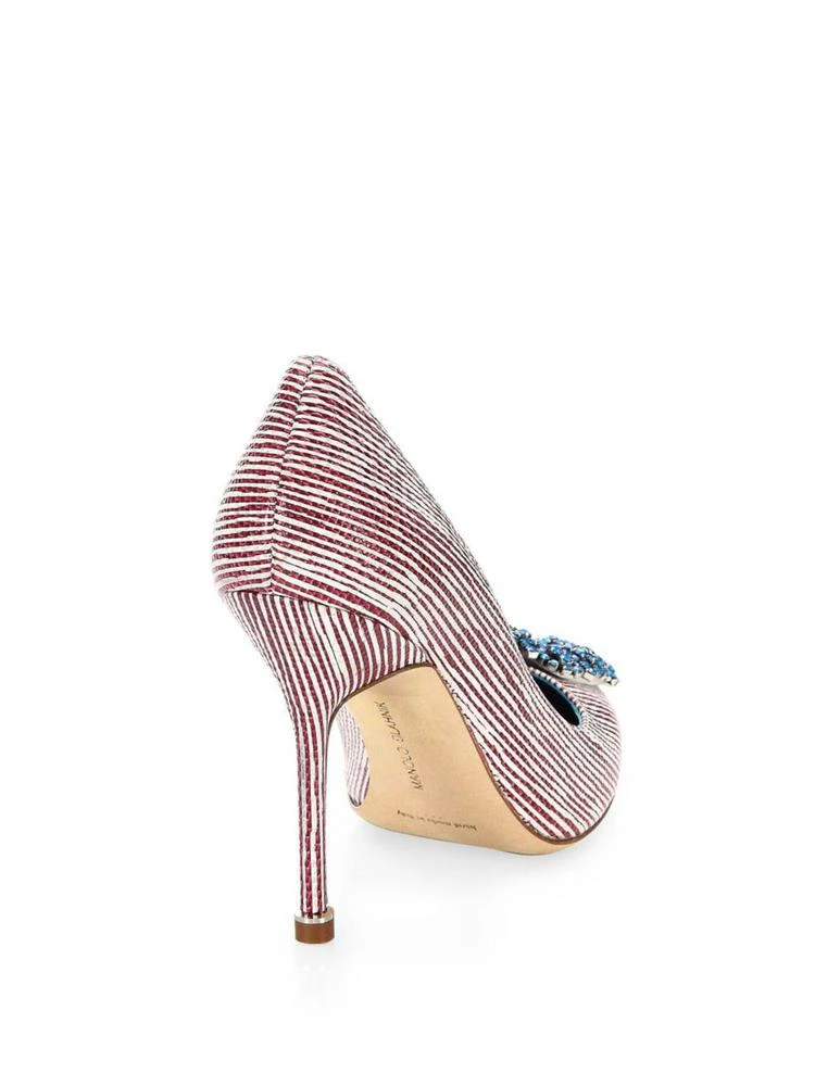商品Manolo Blahnik|Hangisi 105 Striped Brooch Pumps,价格¥5525,第2张图片详细描述