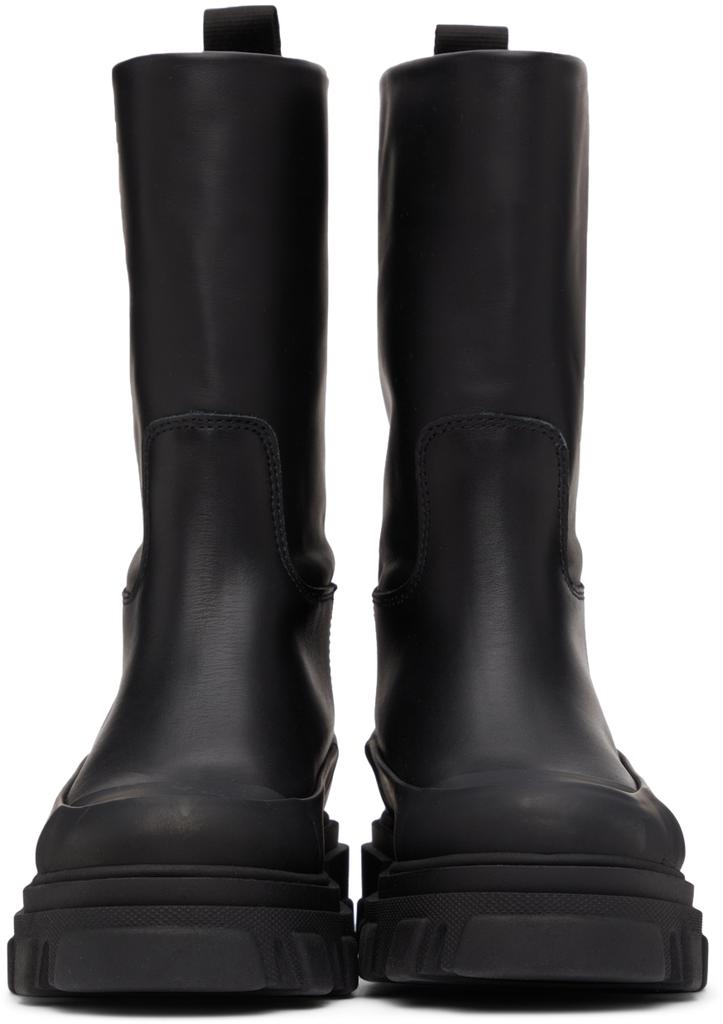 Black Leather Tubular Boots商品第2张图片规格展示