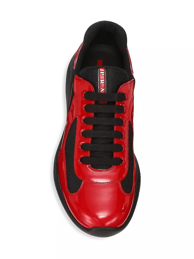 商品Prada|America's Cup Patent Leather & Technical Fabric Sneakers,价格¥6329,第5张图片详细描述