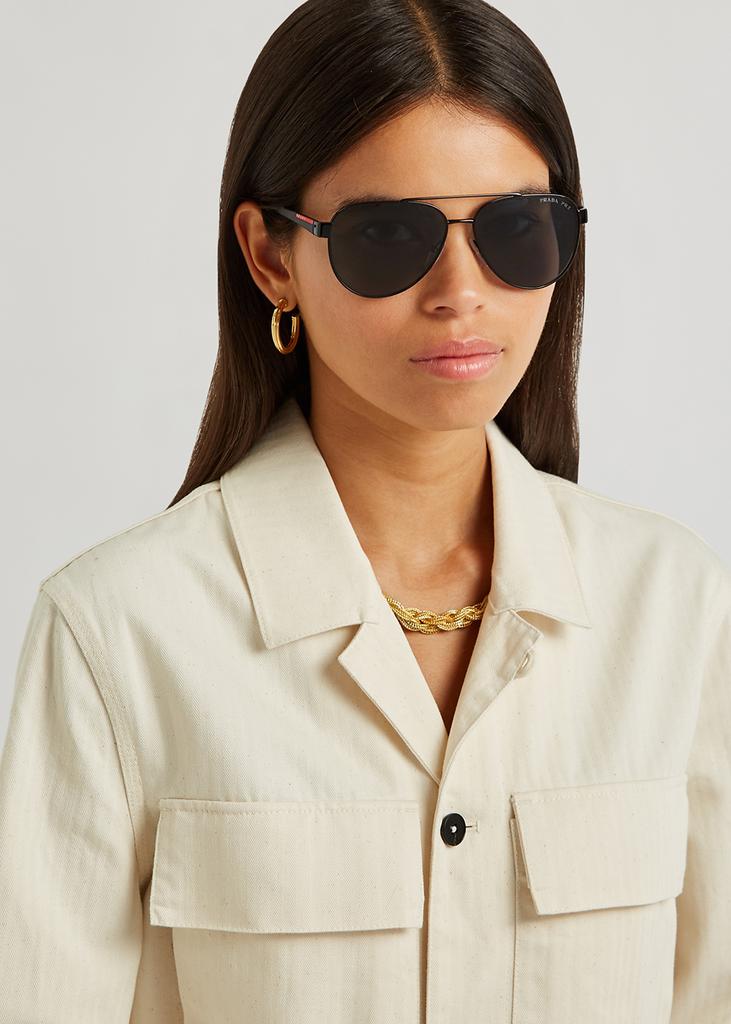Black aviator-style sunglasses商品第4张图片规格展示
