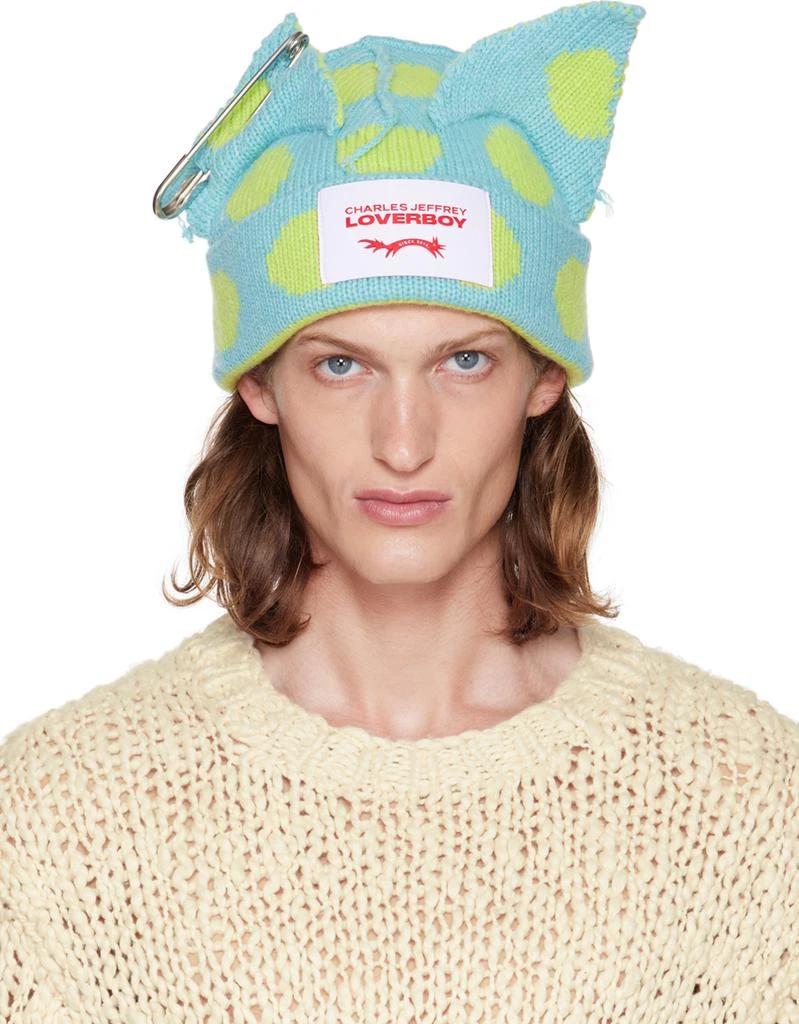 商品Charles Jeffrey Loverboy|SSENSE Exclusive Blue & Green Punk Ears Beanie,价格¥897,第1张图片