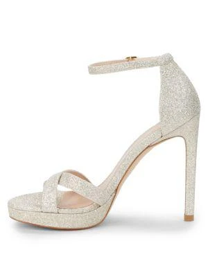 商品Stuart Weitzman|Nudist Disco Glitter Stiletto Sandals,价格¥1164,第4张图片详细描述