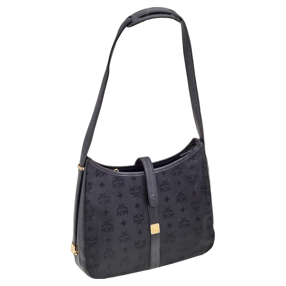 商品[二手商品] MCM|MCM Black Visetos Nylon and Leather Hobo,价格¥3165,第5张图片详细描述