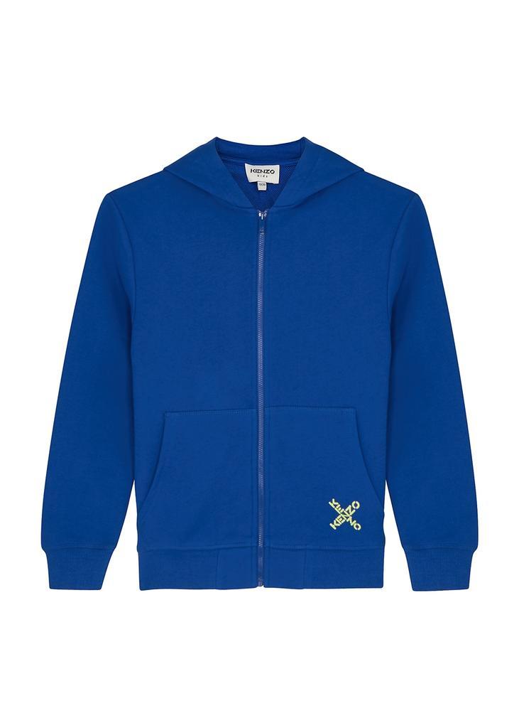 商品Kenzo|KIDS Blue logo hooded cotton sweatshirt,价格¥914,第1张图片