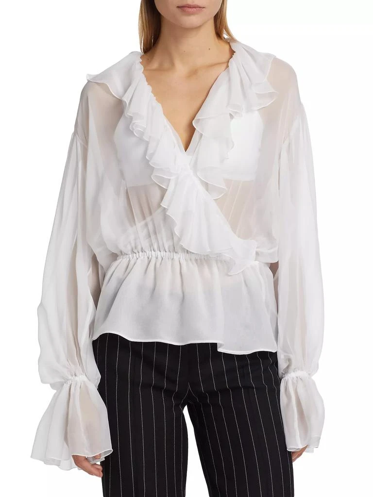 商品Dolce & Gabbana|Sheer Surplice Chiffon Silk Blouse,价格¥9648,第3张图片详细描述