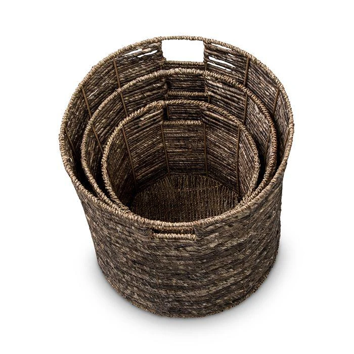 商品Honey Can Do|Coastal Collection Nesting Storage Bins with Grab Handles, Set of 3, Brown Maize,价格¥625,第3张图片详细描述